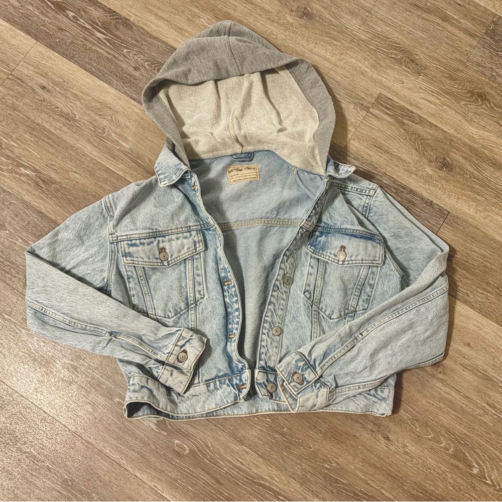 Free People Brando Cropped hooded Denim Jacket